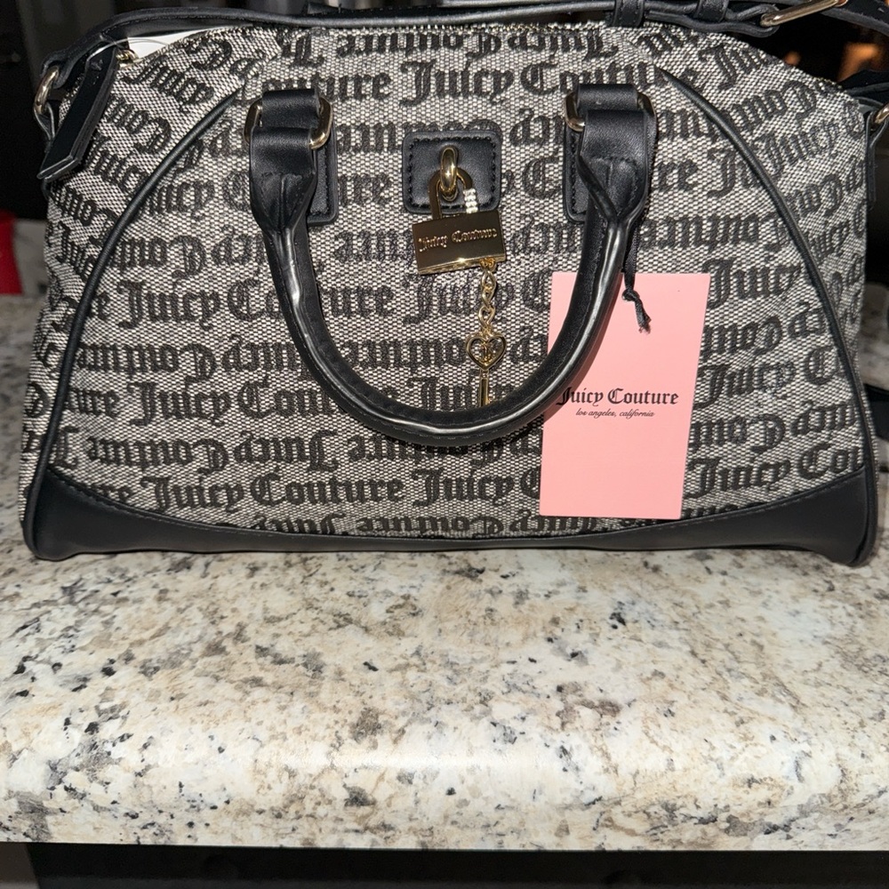 Juicy Couture Black and Grey Handbag/Crossbody Duo w/ Gold Hardware